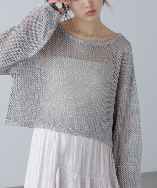 FREE'S MART(フリーズマート)の「◆メッシュスパンコールニット(ニット/セーター・レディース・ネイビー/グレー系その他/グレー/ピンク/ホワイト・FREE)」の16枚目の写真