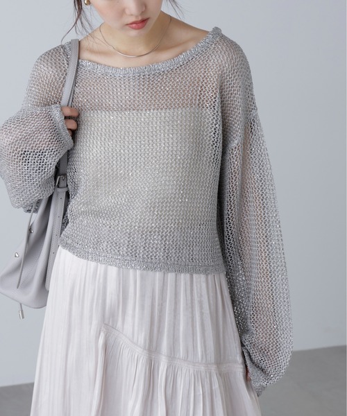 FREE'S MART(フリーズマート)の「◆メッシュスパンコールニット(ニット/セーター・レディース・ネイビー/グレー系その他/グレー/ピンク/ホワイト・FREE)」の18枚目の写真