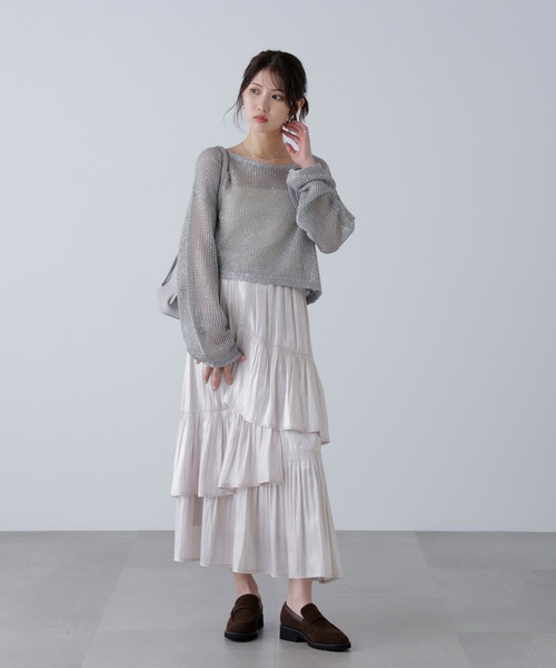 FREE'S MART(フリーズマート)の「◆メッシュスパンコールニット(ニット/セーター・レディース・ネイビー/グレー系その他/グレー/ピンク/ホワイト・FREE)」の20枚目の写真