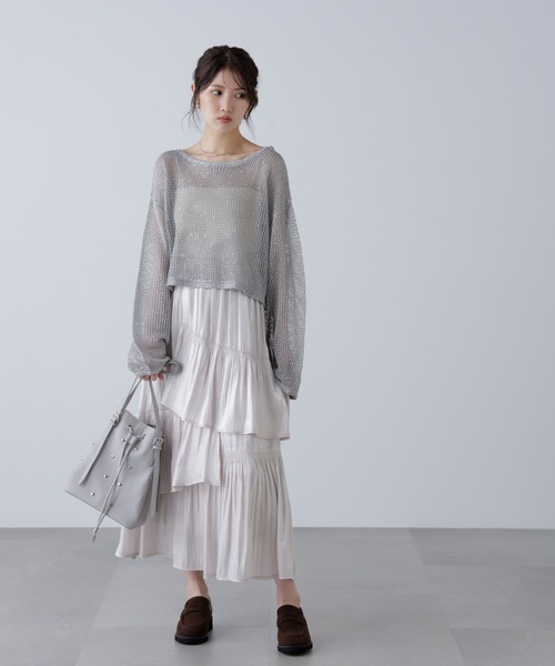 FREE'S MART(フリーズマート)の「◆メッシュスパンコールニット(ニット/セーター・レディース・ネイビー/グレー系その他/グレー/ピンク/ホワイト・FREE)」の21枚目の写真