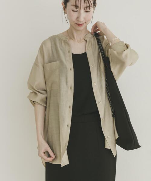 ITEMS URBANRESEARCH（アイテムズ アーバンリサーチ）の「シアーバンドカラーシャツ（シャツ/ブラウス・レディース・ピンク/ゴールド/ブラック/ブルー/グリーン系その他・FREE）」の5枚目の写真