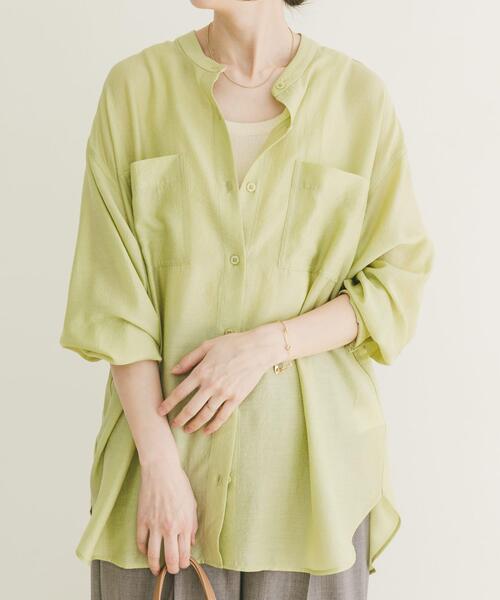 ITEMS URBANRESEARCH（アイテムズ アーバンリサーチ）の「シアーバンドカラーシャツ（シャツ/ブラウス・レディース・ピンク/ゴールド/ブラック/ブルー/グリーン系その他・FREE）」の9枚目の写真