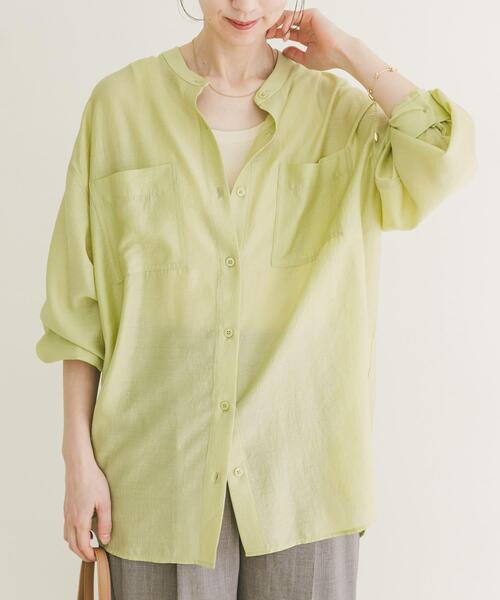 ITEMS URBANRESEARCH（アイテムズ アーバンリサーチ）の「シアーバンドカラーシャツ（シャツ/ブラウス・レディース・ピンク/ゴールド/ブラック/ブルー/グリーン系その他・FREE）」の10枚目の写真