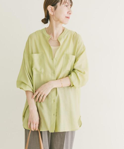 ITEMS URBANRESEARCH（アイテムズ アーバンリサーチ）の「シアーバンドカラーシャツ（シャツ/ブラウス・レディース・ピンク/ゴールド/ブラック/ブルー/グリーン系その他・FREE）」の11枚目の写真