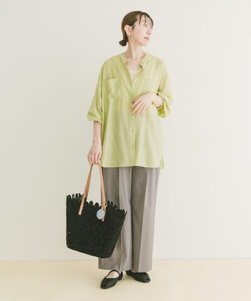 ITEMS URBANRESEARCH（アイテムズ アーバンリサーチ）の「シアーバンドカラーシャツ（シャツ/ブラウス・レディース・ピンク/ゴールド/ブラック/ブルー/グリーン系その他・FREE）」の13枚目の写真