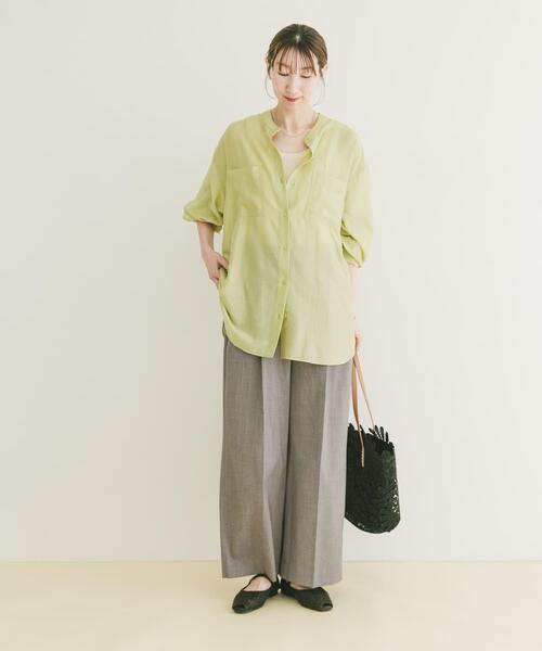 ITEMS URBANRESEARCH（アイテムズ アーバンリサーチ）の「シアーバンドカラーシャツ（シャツ/ブラウス・レディース・ピンク/ゴールド/ブラック/ブルー/グリーン系その他・FREE）」の14枚目の写真