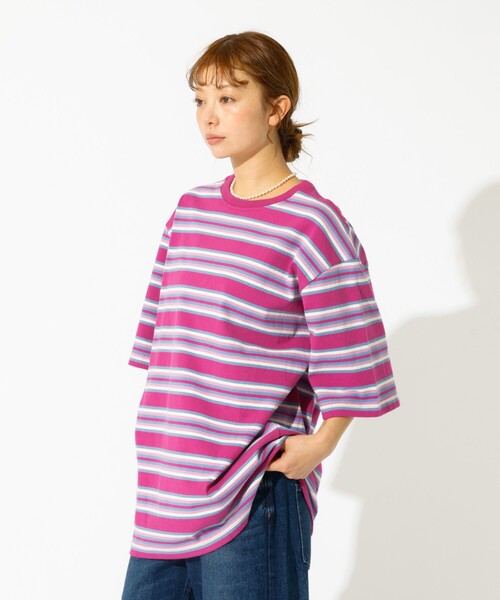 Barbarian(バーバリアン)の「【BARBARIAN/バーバリアン】クルーネックシャツ/Crewneckshirts/ボーダー(Tシャツ/カットソー・レディース・グリーン系その他/パープル系その他/ベージュ系その他・フリー)」の10枚目の写真