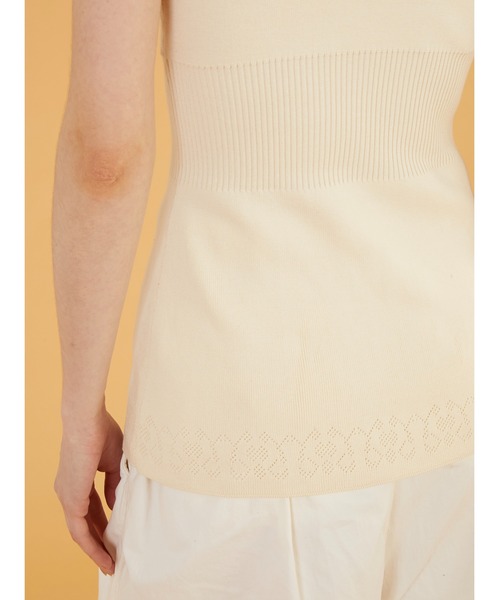 crinkle crinkle crinkle（クリンクルクリンクルクリンクル）の「【crinkle crinkle crinkle】flower jacquard knit camisole/フラワージャガードニットキャミソール（キャミソール・レディース・ブラック/アイボリー・FREE）」の11枚目の写真