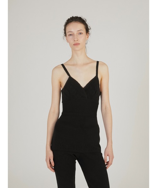 crinkle crinkle crinkle（クリンクルクリンクルクリンクル）の「【crinkle crinkle crinkle】flower jacquard knit camisole/フラワージャガードニットキャミソール（キャミソール・レディース・ブラック/アイボリー・FREE）」の12枚目の写真