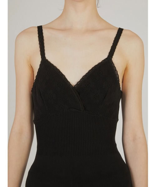 crinkle crinkle crinkle（クリンクルクリンクルクリンクル）の「【crinkle crinkle crinkle】flower jacquard knit camisole/フラワージャガードニットキャミソール（キャミソール・レディース・ブラック/アイボリー・FREE）」の15枚目の写真