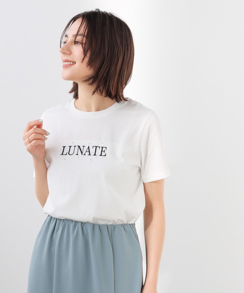 GLACIER lusso(グラシアルッソ)の「【美冷・接触冷感・UVカット】パール付ロゴTシャツ(Tシャツ/カットソー・レディース・ラベンダー/イエロー/ブラック/アイボリー・S/M/LL/L)」の9枚目の写真