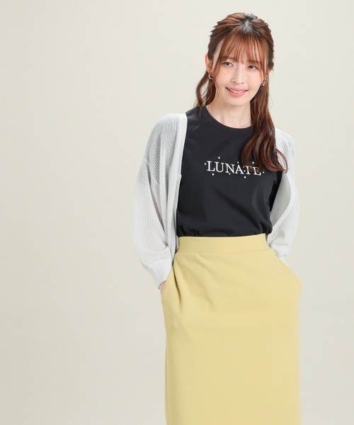 GLACIER lusso(グラシアルッソ)の「【美冷・接触冷感・UVカット】パール付ロゴTシャツ(Tシャツ/カットソー・レディース・ラベンダー/イエロー/ブラック/アイボリー・S/M/LL/L)」の12枚目の写真