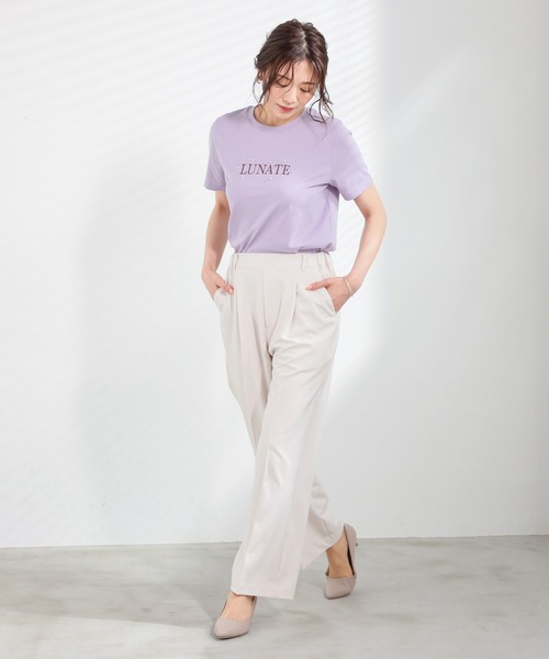 GLACIER lusso(グラシアルッソ)の「【美冷・接触冷感・UVカット】パール付ロゴTシャツ(Tシャツ/カットソー・レディース・ラベンダー/イエロー/ブラック/アイボリー・S/M/LL/L)」の14枚目の写真