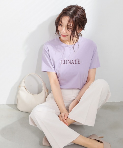 GLACIER lusso(グラシアルッソ)の「【美冷・接触冷感・UVカット】パール付ロゴTシャツ(Tシャツ/カットソー・レディース・ラベンダー/イエロー/ブラック/アイボリー・S/M/LL/L)」の15枚目の写真