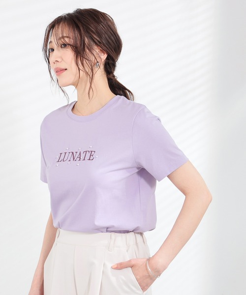 GLACIER lusso(グラシアルッソ)の「【美冷・接触冷感・UVカット】パール付ロゴTシャツ(Tシャツ/カットソー・レディース・ラベンダー/イエロー/ブラック/アイボリー・S/M/LL/L)」の17枚目の写真