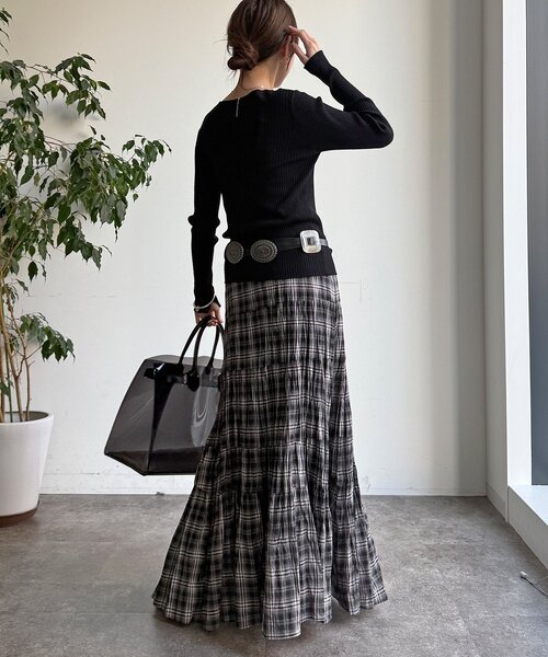 DouDou(ドゥドゥ)の「チェックワッシャースカート(スカート・レディース・ブラック/グリーン/ブルー・FREE/TM)」の8枚目の写真