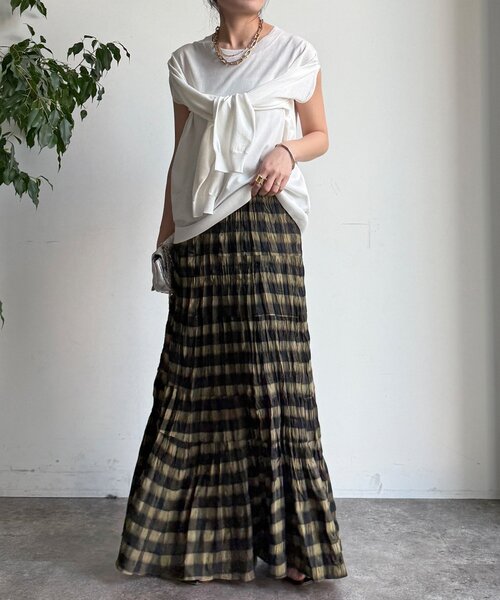 DouDou(ドゥドゥ)の「チェックワッシャースカート(スカート・レディース・ブラック/グリーン/ブルー・FREE/TM)」の16枚目の写真