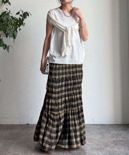 DouDou(ドゥドゥ)の「チェックワッシャースカート(スカート・レディース・ブラック/グリーン/ブルー・FREE/TM)」の17枚目の写真