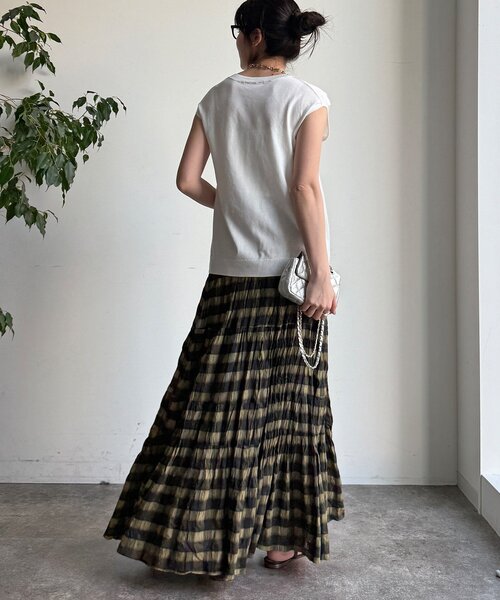 DouDou(ドゥドゥ)の「チェックワッシャースカート(スカート・レディース・ブラック/グリーン/ブルー・FREE/TM)」の18枚目の写真