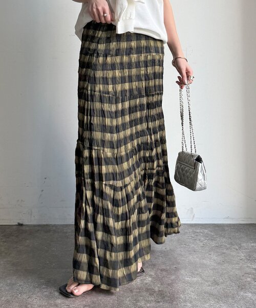 DouDou(ドゥドゥ)の「チェックワッシャースカート(スカート・レディース・ブラック/グリーン/ブルー・FREE/TM)」の20枚目の写真