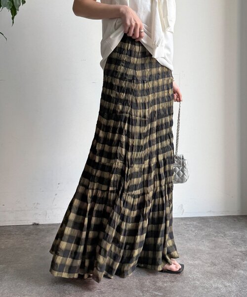 DouDou(ドゥドゥ)の「チェックワッシャースカート(スカート・レディース・ブラック/グリーン/ブルー・FREE/TM)」の21枚目の写真