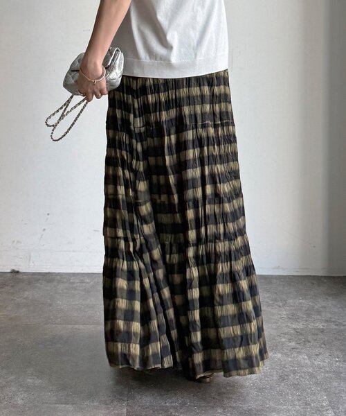 DouDou(ドゥドゥ)の「チェックワッシャースカート(スカート・レディース・ブラック/グリーン/ブルー・FREE/TM)」の22枚目の写真