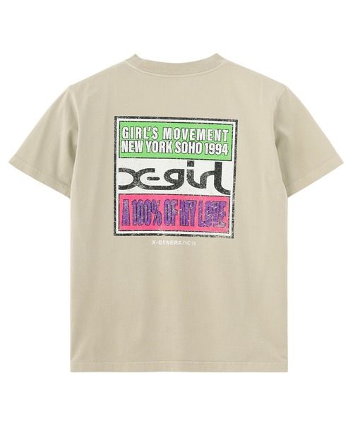 X-girl(エックスガール)の「FADED HARD COLORS BOX LOGO S/S TEE(Tシャツ/カットソー・レディース・ブルー/ブラック/ベージュ・S/M/L)」の3枚目の写真