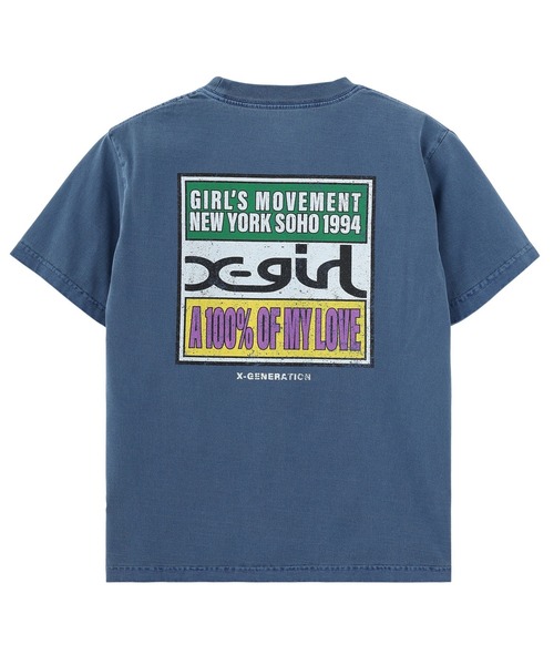 X-girl(エックスガール)の「FADED HARD COLORS BOX LOGO S/S TEE(Tシャツ/カットソー・レディース・ブルー/ブラック/ベージュ・S/M/L)」の7枚目の写真