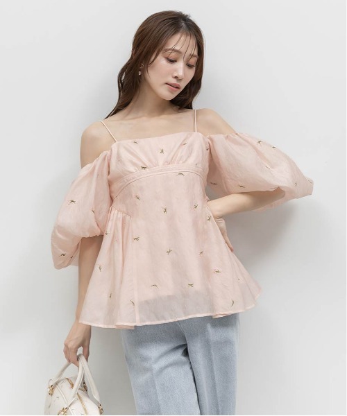 RANDA（ランダ）の「3WAY ギャザーペプラムトップス（シャツ/ブラウス・レディース・ピンク/アイボリー・1/0）」の22枚目の写真