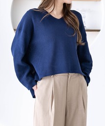 CLEAR BASIC | Vネックオーバーニットトップス(ニット/セーター)