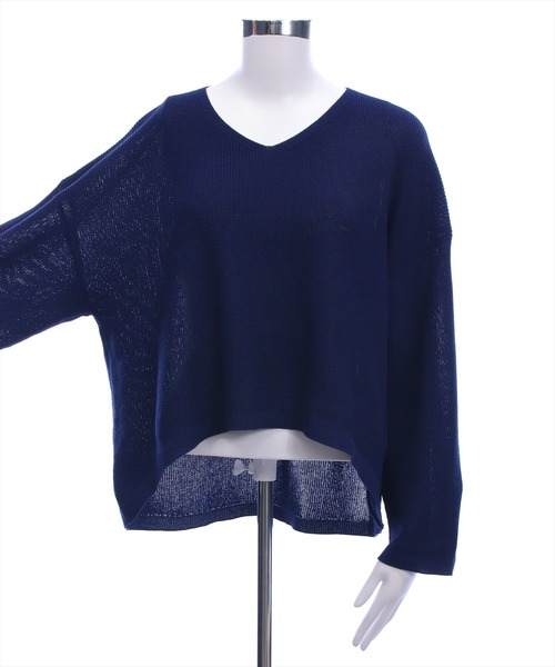 CLEAR BASIC（クリアベーシック）の「Vネックオーバーニットトップス（ニット/セーター・レディース・レッド/ネイビー/アイボリー/イエロー系その他/ブラック・F）」の14枚目の写真