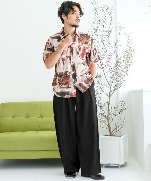 LUXSTYLE(ラグスタイル)の「リラックスワイドテーパードパンツ(スラックス・メンズ・ブラック/ブルーグレー・L/M)」の5枚目の写真