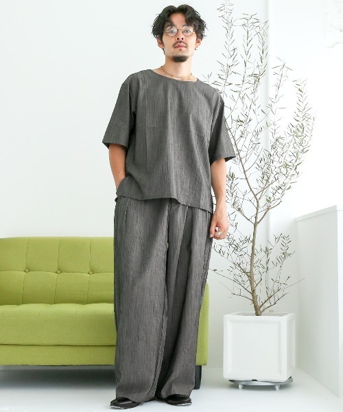 LUXSTYLE(ラグスタイル)の「リラックスワイドテーパードパンツ(スラックス・メンズ・ブラック/ブルーグレー・L/M)」の8枚目の写真
