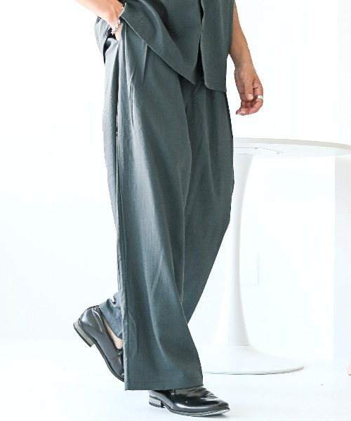 LUXSTYLE(ラグスタイル)の「リラックスワイドテーパードパンツ(スラックス・メンズ・ブラック/ブルーグレー・L/M)」の9枚目の写真