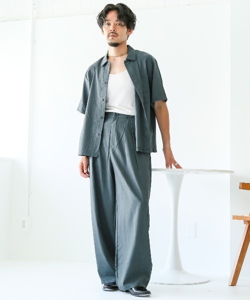 LUXSTYLE(ラグスタイル)の「リラックスワイドテーパードパンツ(スラックス・メンズ・ブラック/ブルーグレー・L/M)」の11枚目の写真