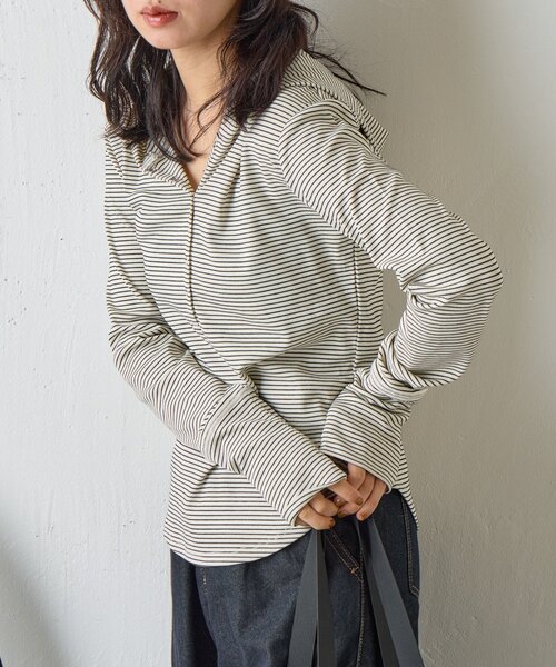 goocy(グーシー)の「コンパクトフーディーロンT(Tシャツ/カットソー・レディース・ブラック/チャコールグレー/アイボリー/ホワイト/グレー・FREE)」の6枚目の写真