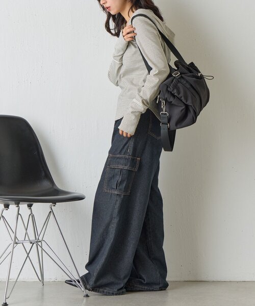 goocy(グーシー)の「コンパクトフーディーロンT(Tシャツ/カットソー・レディース・ブラック/チャコールグレー/アイボリー/ホワイト/グレー・FREE)」の10枚目の写真