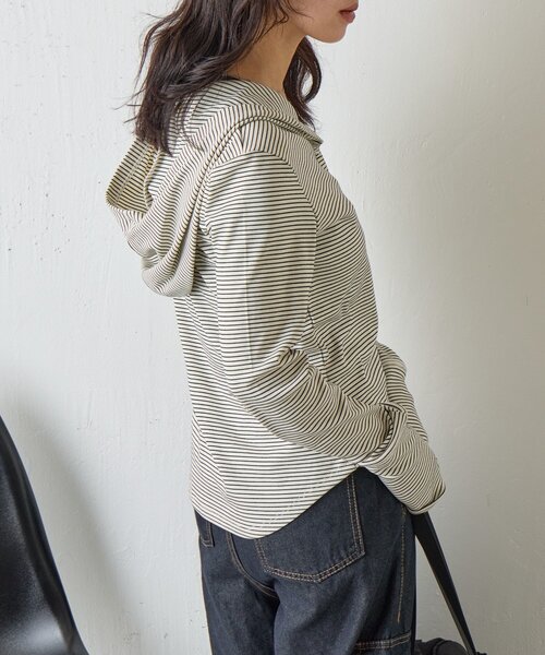 goocy(グーシー)の「コンパクトフーディーロンT(Tシャツ/カットソー・レディース・ブラック/チャコールグレー/アイボリー/ホワイト/グレー・FREE)」の12枚目の写真