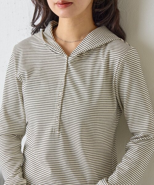 goocy(グーシー)の「コンパクトフーディーロンT(Tシャツ/カットソー・レディース・ブラック/チャコールグレー/アイボリー/ホワイト/グレー・FREE)」の15枚目の写真