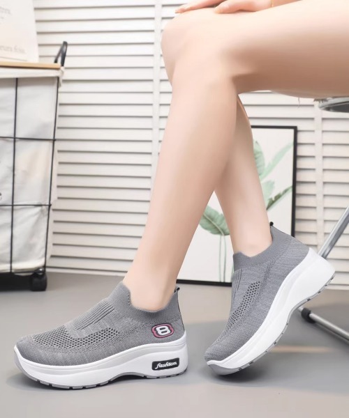 Miniministore(ミニミニストア)の「ニットスニーカー レディース 運動靴(スニーカー・レディース・グレー/ブラック/ブラック×ホワイト/ブラック×グレー・23.0cm/23.5cm/24.0cm/24.5cm/25.0cm/25.5cm)」の6枚目の写真
