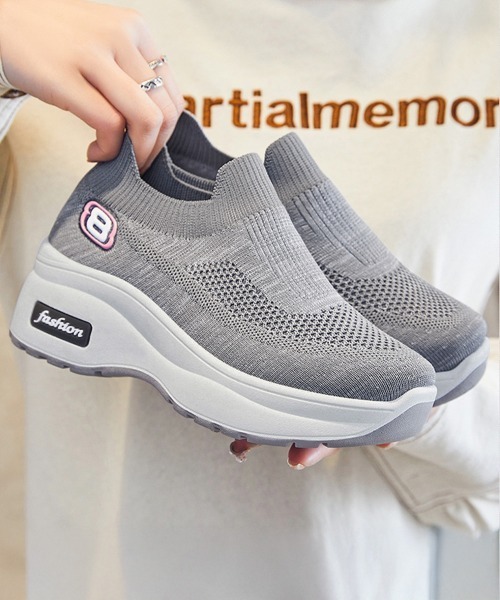 Miniministore(ミニミニストア)の「ニットスニーカー レディース 運動靴(スニーカー・レディース・グレー/ブラック/ブラック×ホワイト/ブラック×グレー・23.0cm/23.5cm/24.0cm/24.5cm/25.0cm/25.5cm)」の7枚目の写真