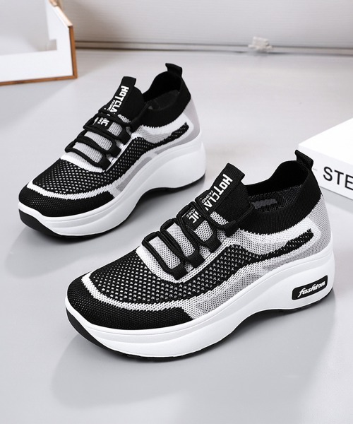 Miniministore(ミニミニストア)の「ニットスニーカー レディース 運動靴(スニーカー・レディース・グレー/ブラック/ブラック×ホワイト/ブラック×グレー・23.0cm/23.5cm/24.0cm/24.5cm/25.0cm/25.5cm)」の14枚目の写真