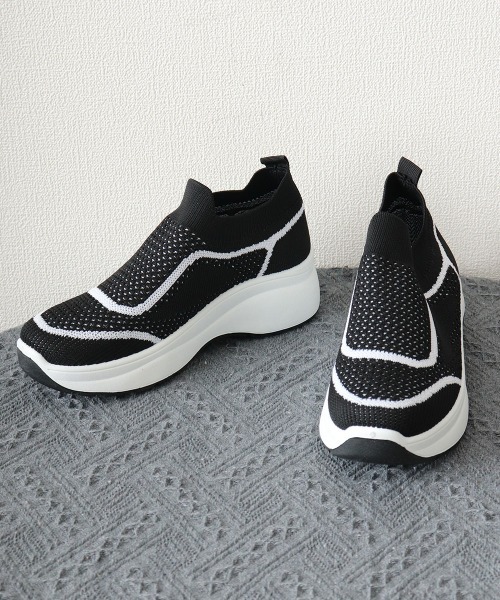 Miniministore(ミニミニストア)の「ニットスニーカー レディース 運動靴(スニーカー・レディース・グレー/ブラック/ブラック×ホワイト/ブラック×グレー・23.0cm/23.5cm/24.0cm/24.5cm/25.0cm/25.5cm)」の21枚目の写真