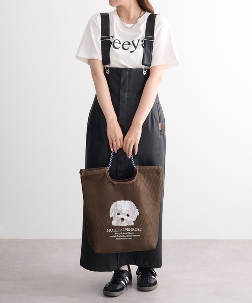 SETUP7（セットアップセブン）の「【SETUP7】アニマル刺繍コード メッシュトート SNBD（トートバッグ・レディース・カーキ/ブラック/ブラウン/グレー/ベージュ/ネイビー・FREE）」の9枚目の写真