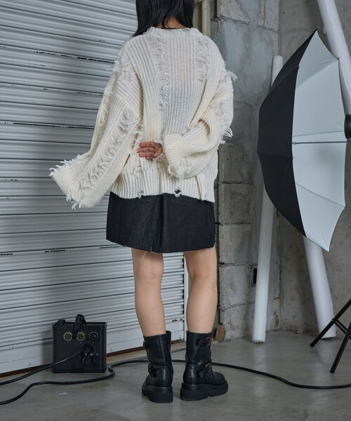 goocy(グーシー)の「デニムミニスカパン(スカート・レディース・ブラック/ブルー・MEDIUM/SMALL)」の7枚目の写真