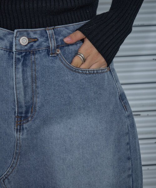 goocy(グーシー)の「デニムミニスカパン(スカート・レディース・ブラック/ブルー・MEDIUM/SMALL)」の17枚目の写真