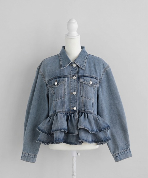 【Myu】フリルデニムジャケット　ウォッシュブルー　新品 セール】FRILL DENIM JACKET（デニムジャケット）｜M y u（ミュー）の