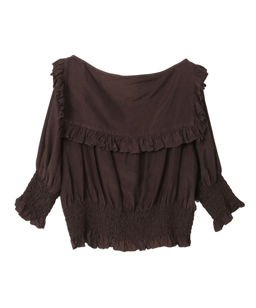 CURRENTAGE（カレンテージ）の「Piece Dyeing Cupra Blouse（シャツ/ブラウス・レディース・グリーン/ブラウン・FREE）」の2枚目の写真