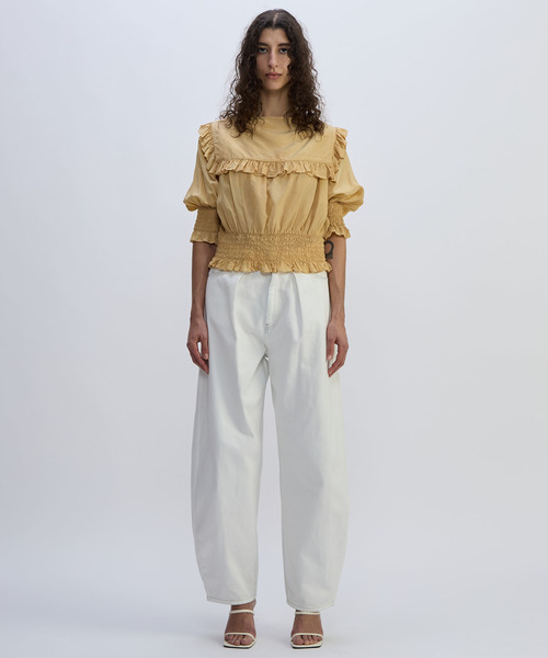 CURRENTAGE（カレンテージ）の「Piece Dyeing Cupra Blouse（シャツ/ブラウス・レディース・グリーン/ブラウン・FREE）」の8枚目の写真