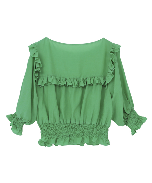 CURRENTAGE（カレンテージ）の「Piece Dyeing Cupra Blouse（シャツ/ブラウス・レディース・グリーン/ブラウン・FREE）」の9枚目の写真